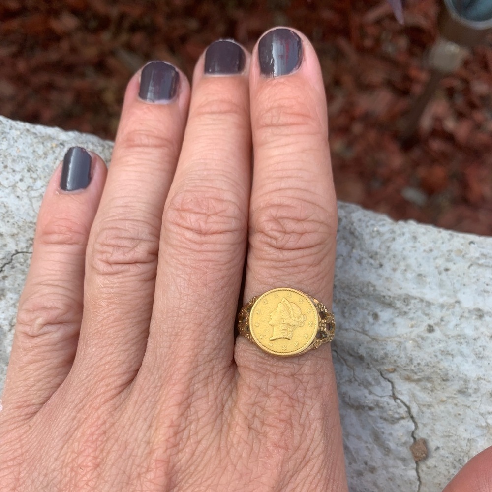 1852 Gold One Dollar Ring - Picture 2 of 6